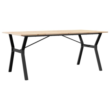 Masă de bucătărie, cadru Y, 180x90x75cm lemn masiv pin și fontă - Img 2