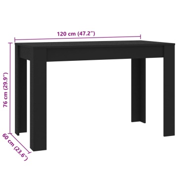 Masă de bucătărie, negru, 120x60x76 cm, lemn prelucrat - Img 5