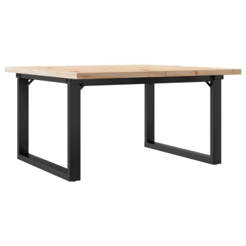 Masă de cafea, cadru O, 80x80x45,5 cm, lemn masiv pin și fontă - Img 2