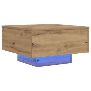 Masă de cafea cu lumini LED Stejar Artisan 55x55x31 cm - Img 2