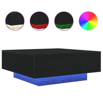 Masă de cafea cu lumini LED Stejar negru 80x80x31 cm - Img 4