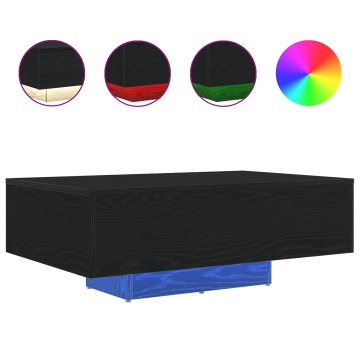 Masă de cafea cu lumini LED Stejar Negru 85x55x31 cm - Img 4