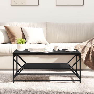 Masă de cafea cu raft, stejar negru, 90x50x40 cm lemn prelucrat - Img 4