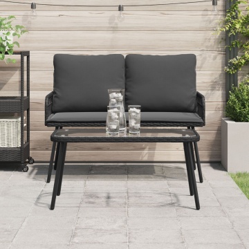 Masă de cafea Neagră 90x45x42 cm din Poliratan - Img 4