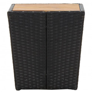 Masă de ceai negru 41,5x41,5x43 cm poliratan lemn masiv acacia - Img 4