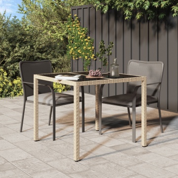 Masă de dining Bej 90x90x75 cm Poliratan - Img 1