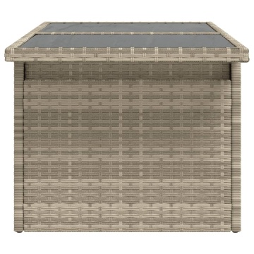 Masă de grădină cu blat din sticlă, gri deschis, 100x55x73 cm - Img 5