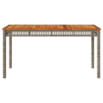 Masă de grădină, gri, 140x80x75 cm, poliratan și lemn acacia - Img 4