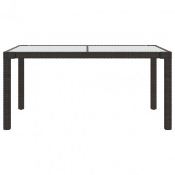 Masă de grădină maro150x90x75 cm sticlă securizată & poliratan - Img 3