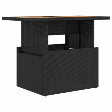 Masă de grădină, negru, 100x55x73 cm, poliratan și lemn acacia - Img 2