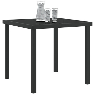 Masă de grădină Negru 80x80x73 cm Sticlă Temperată - Img 3