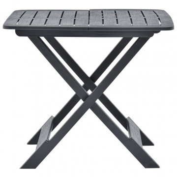Masă de grădină pliabilă, antracit, 79 x 72 x 70 cm, plastic - Img 1
