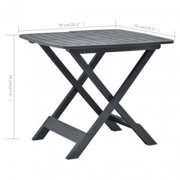 Masă de grădină pliabilă, antracit, 79 x 72 x 70 cm, plastic - Img 4