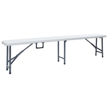 Masă de grădină pliabilă cu 2 bănci, alb, 180 cm, oțel și HDPE - Img 7
