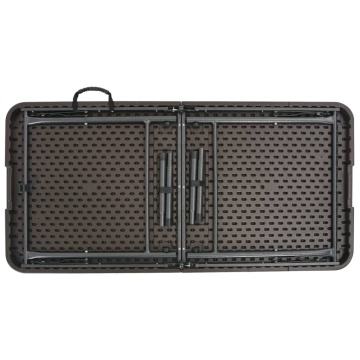 Masă de grădină pliabilă, maro, 120x60x74, HDPE, aspect ratan - Img 4