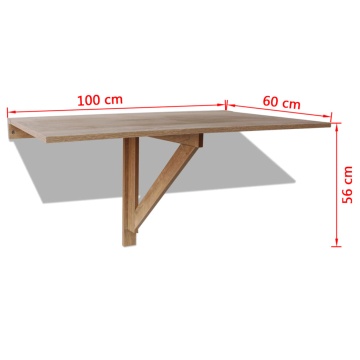 Masă de perete pliabilă, culoare stejar, 100 x 60 cm - Img 5