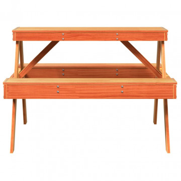 Masă de picnic, maro ceruit, 105x134x75 cm, lemn masiv de pin - Img 4