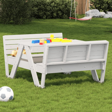 Masă de picnic pentru copii alb 88x122x58 cm, lemn masiv de pin - Img 1