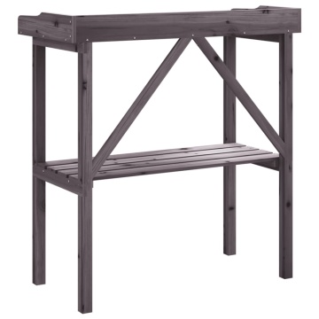 Masă de plante cu raft, gri, 78x38x82,5 cm, lemn masiv de brad - Img 5