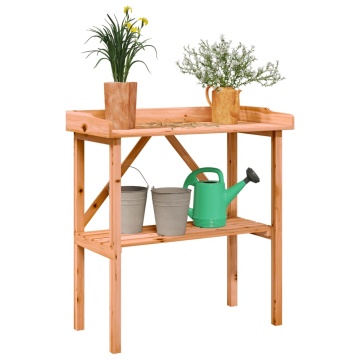 Masă de plante cu raft, maro, 78x38x82,5 cm, lemn masiv de brad - Img 1