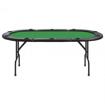 Masă de poker pliabilă, 10 jucători, verde, 206x106x75 cm - Img 3