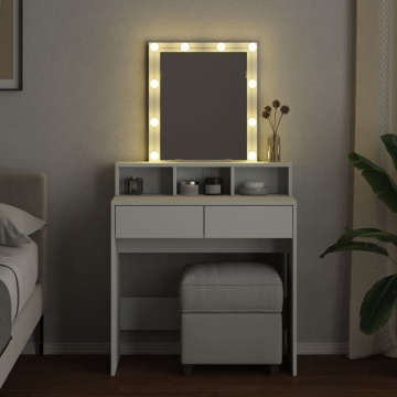 Masă de toaletă cu LED, alb, 80x41x144,5 cm - Img 3