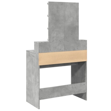 Masă de toaletă cu LED, gri beton, 80x41x144,5 cm - Img 6
