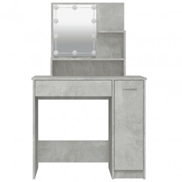 Masă de toaletă cu LED, gri beton, 86,5x35x141 cm - Img 8