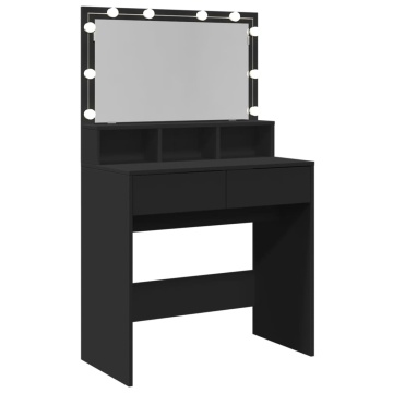Masă de toaletă cu LED, negru, 80x41x134,5 cm - Img 7