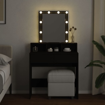 Masă de toaletă cu LED, negru, 80x41x144,5 cm - Img 3