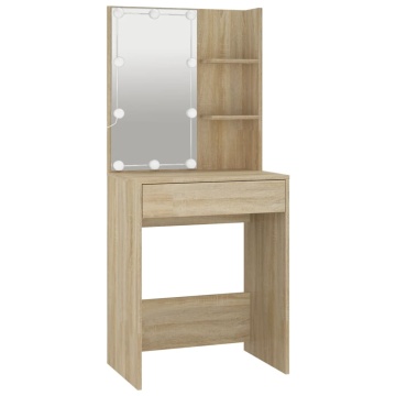 Masă de toaletă cu LED, stejar sonoma, 60x40x140 cm - Img 3