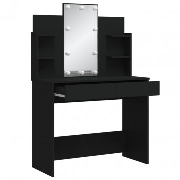 Masă de toaletă cu LED-uri, negru, 96x40x142 cm - Img 4