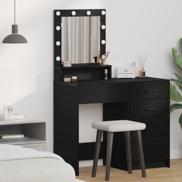 Masă de toaletă cu lumini LED, Stejar Negru, 50x41x135 cm - Img 1