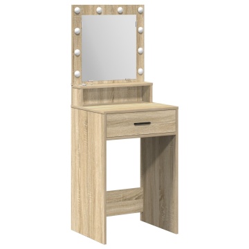 Masă de toaletă cu lumini LED, Stejar Sonoma 50x41x135 cm - Img 2