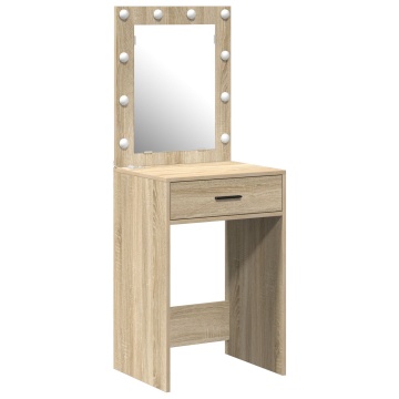 Masa de toaletă cu lumini LED, stejar sonoma, 50x41x135 cm - Img 2