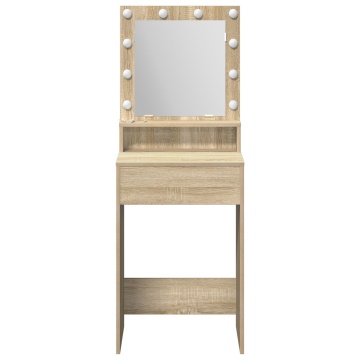 Masă de toaletă cu lumini LED, stejar sonoma, 50x41x135 cm - Img 3