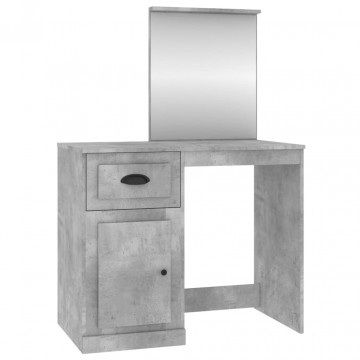 Masă de toaletă cu oglindă, gri beton, 90x50x132,5 cm, lemn - Img 2