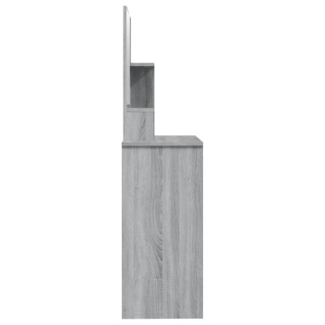 Masă de toaletă cu oglindă, gri sonoma, 86,5x35x136 cm - Img 7