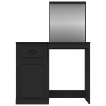 Masă de toaletă cu oglindă, negru 90x50x132,5 cm lemn prelucrat - Img 5