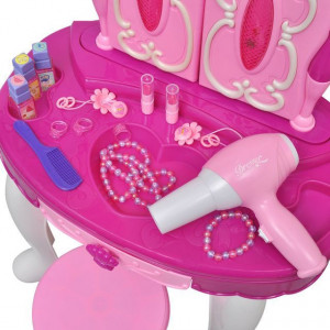 Masă de toaletă de jucărie cu 3 oglinzi, camera de joacă, lumină/sunet - Img 2