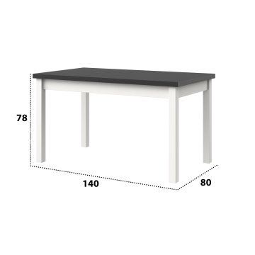 Masa extensibila 140x180 cm mb-21 modena1, alb/grafit, lemn masiv de fag si pal - Img 2