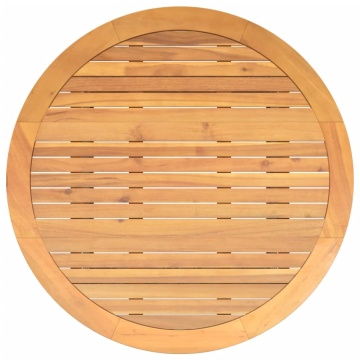 Masă grădină, blat din lemn acacia, gri, Ø110x71 cm poliratan - Img 6