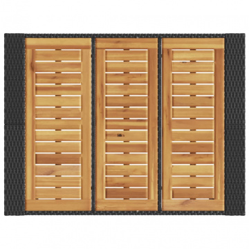 Masă grădină blat din lemn acacia negru 105x80x110 cm poliratan - Img 7