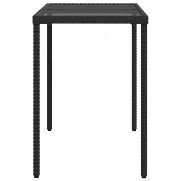 Masă grădină cu blat din sticlă, negru, 115x54x74 cm, poliratan - Img 8