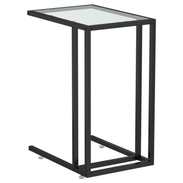 Masă laterală de calculator, transparent, 50x35x65 cm, sticlă - Img 2