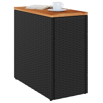 Masă laterală de grădină blat lemn negru 58x27,5x55cm poliratan - Img 4
