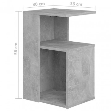 Masă laterală, gri beton, 36x30x56 cm, PAL - Img 5