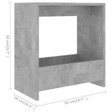 Masă laterală, gri beton, 50x26x50 cm, PAL - Img 5