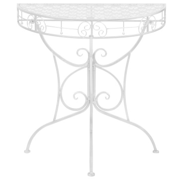 Masă laterală tip vintage argintiu 72x36x74 cm metal semirotund - Img 2