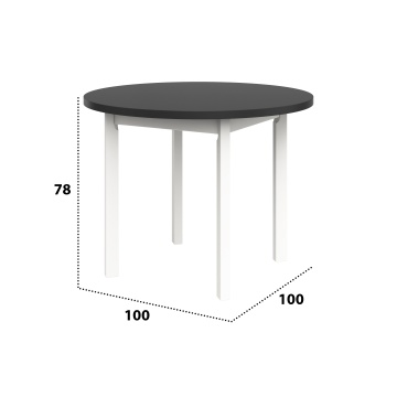 Masa living poli2 bg, alb/grafit, 100 x 100 x 76 cm, lemn masiv de pal/fag - Img 2